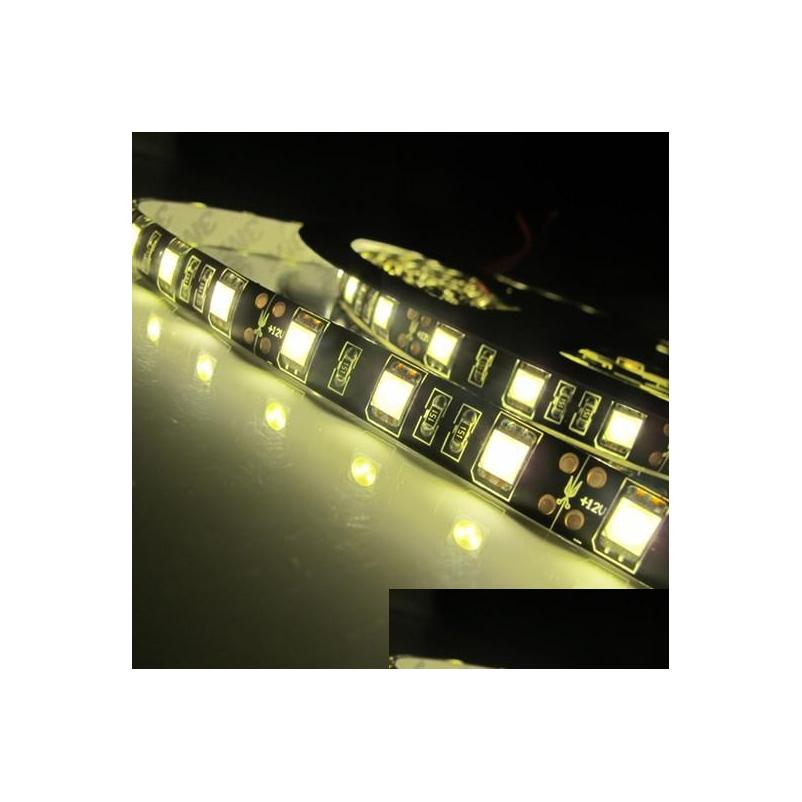 100M Led Strips Waterproof 5M Black Pcb 60Led/M 5050 Smd 300 Flexible Strip Light Lamp Cool White/Warm White Dc12V Drop Delivery Lig Dhn4B 60/M
