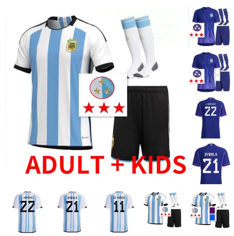 adult kit 2022 2023 Argentina Soccer Jerseys national team TAGLIAFICO KUN AGUERO LO CELSO DYBALA DI MARIA L.MARTINEZ J. Correa Lanzini 22 23 football shirt man kids kit