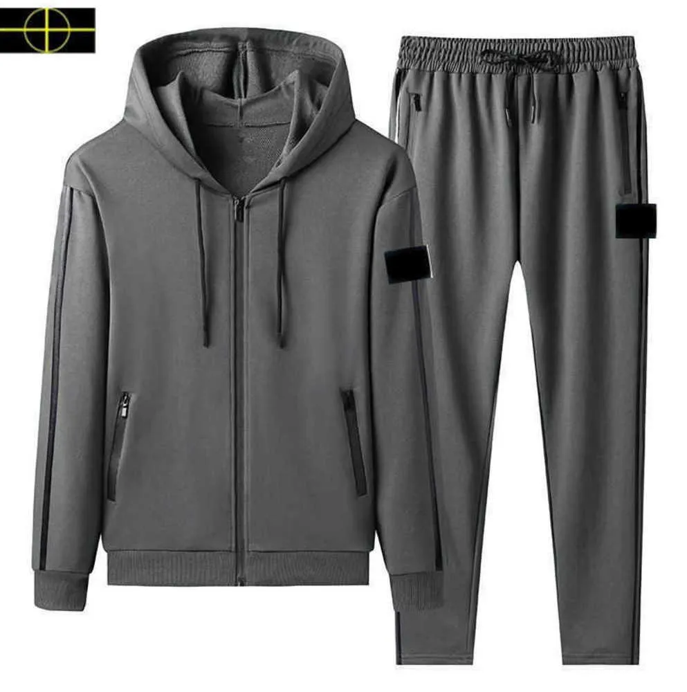 Tracksuits men Men's Stone Sports Suit Island hooded zippered sweater suit Designer is land jacket trousers two-piece