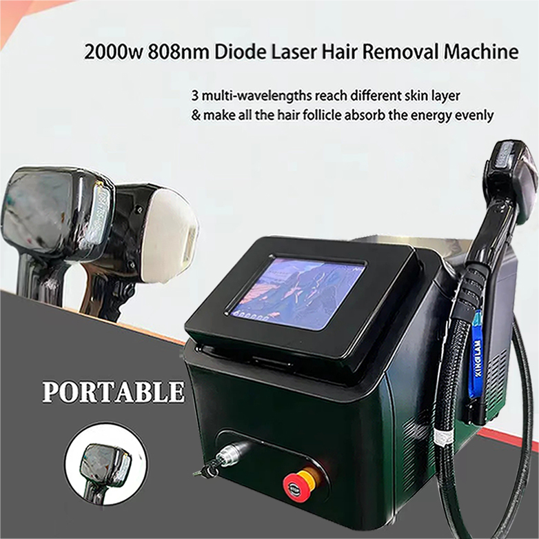 Portable 808nm Diode Laser Permanent Hair Removal Depilacion Depilator Beauty Salon Equipment 3 Wavelengths 755nm 1064nm 808nm