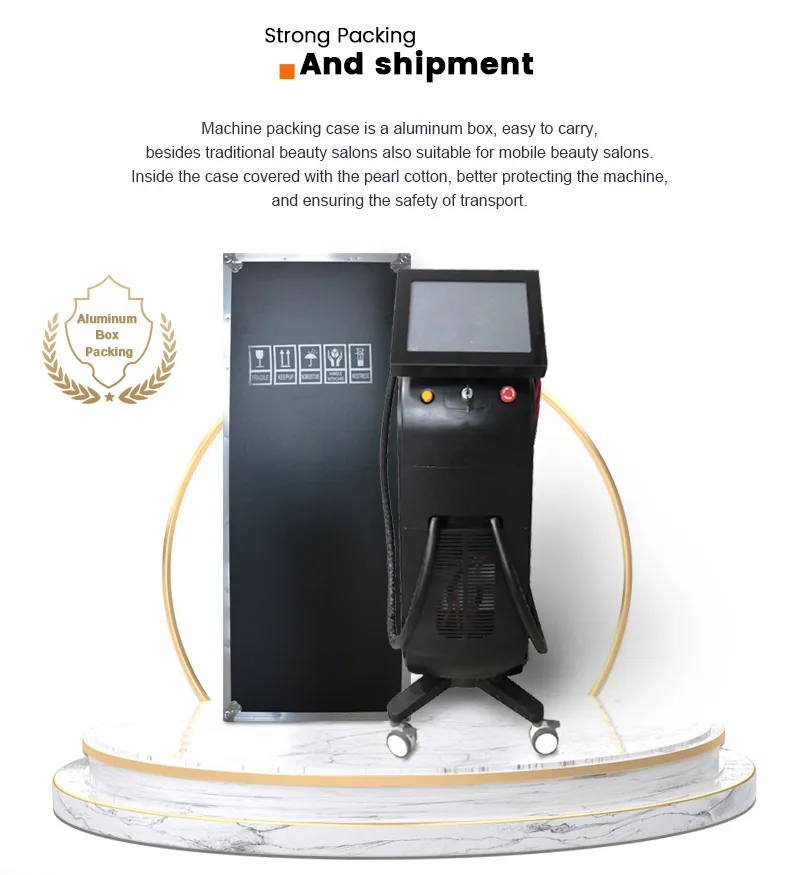 Alexandrite diode laser Hair reduction machine 755 808 1064nm diodo lazer Permanent Painless hair removal beauty Equipment with Big Spot size and Powe