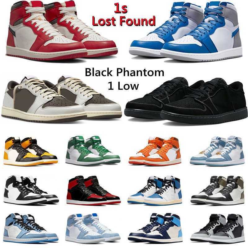 

OG SP 1 Basketball Shoes Jumpman 1s low Black Phantom Reverse Mocha Lost Found Starfish Chicago Bred Patent Hyper Royal Travis Scotts Mens, Item.21 36-47