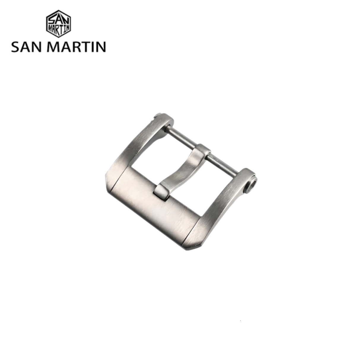 Buckles San Martin Watch Band Pin Buckle 20mm Watchband Strap Clasp Silver Spray Sand Brushed Watch Accessories 230207