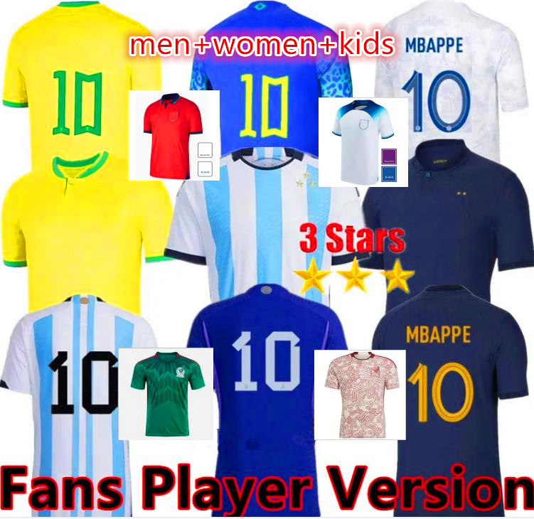 3 stars Argentina soccer Jerseys Lionel 22 Fans Player France Mbappe jersey Mexico kit Brazil NEYMARS home away football shirt ENGLANDS KANE Men Women Kids uniform, Arg/away+kids
3 stars Argentina soccer Jerseys Lionel 22 Fans Player France Mbappe jersey Mexico kit Brazil NEYMARS home away football shirt ENGLANDS KANE Men Women Kids uniform, Arg/away+kids