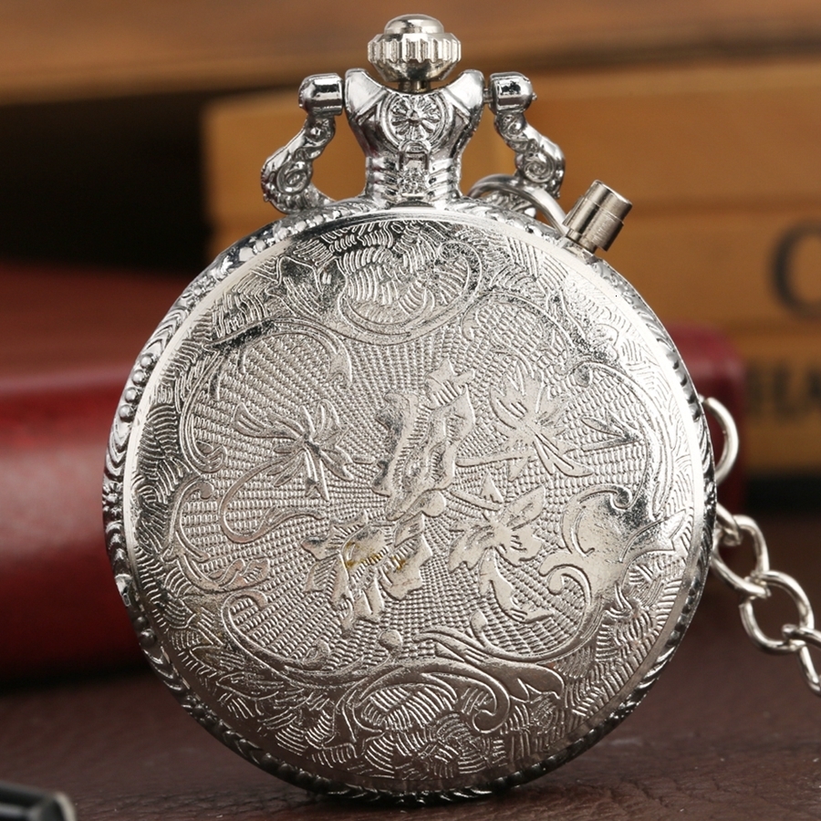 Pocket Watches Luminous LED Light Arabic Numerals Display Bronze Train Locomotive Engine Quartz Pocket Watch Retro Punk Pocket Chain Clock 230208