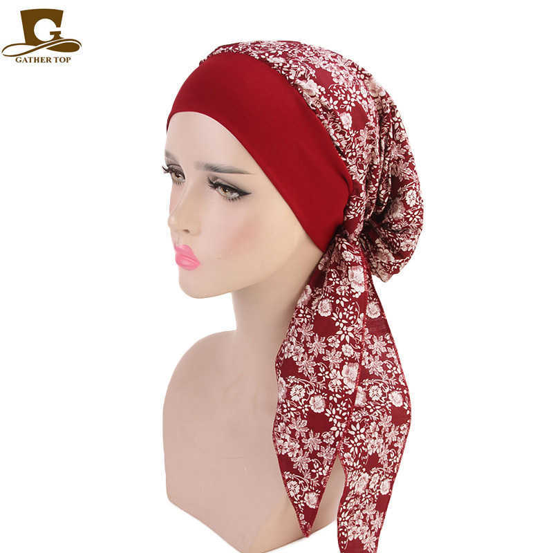 Women's elastic hair band headband cap pastoral cotton chemotherapy cap pirate cap