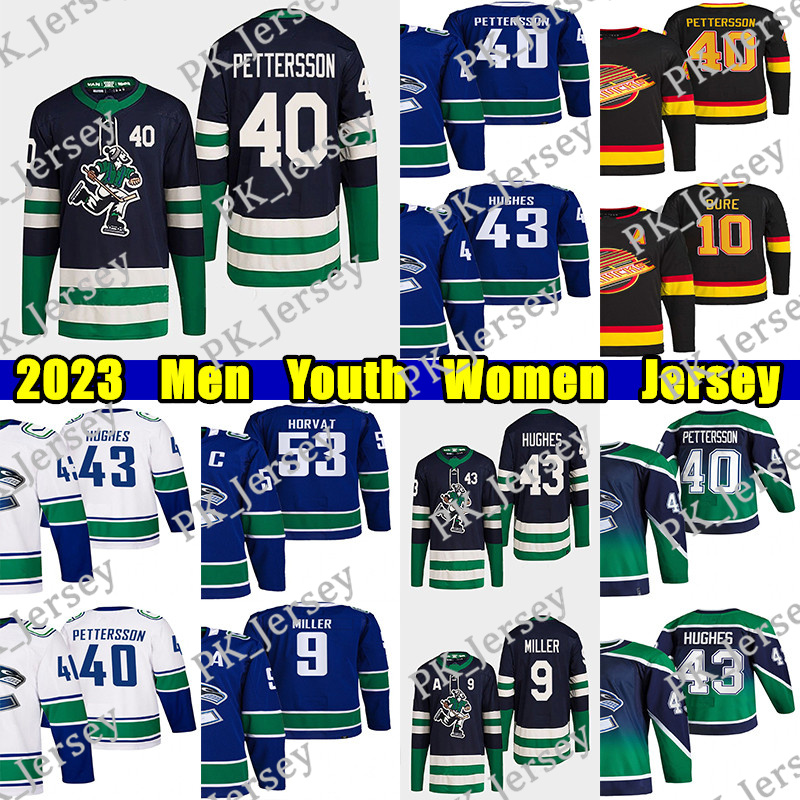 #43 Quinn Hughes Reverse Retro hockey jersey #40 Elias Pettersson 53 Bo Horvat Brock Boeser Ethan Bear Thatcher Demko Nils Aman J.T. Miller jerseys, Blue youth
#43 Quinn Hughes Reverse Retro hockey jersey #40 Elias Pettersson 53 Bo Horvat Brock Boeser Ethan Bear Thatcher Demko Nils Aman J.T. Miller jerseys, Blue youth