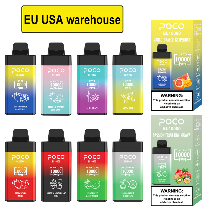 EU USA warehouse Original 10000 puffs Disposable Vape Poco BL10000 Electronic Cigarette Vape Pen Rechargeable Airflow Adjustable 20ML 10 Flaovrs Device
EU USA warehouse Original 10000 puffs Disposable Vape Poco BL10000 Electronic Cigarette Vape Pen Rechargeable Airflow Adjustable 20ML 10 Flaovrs Device