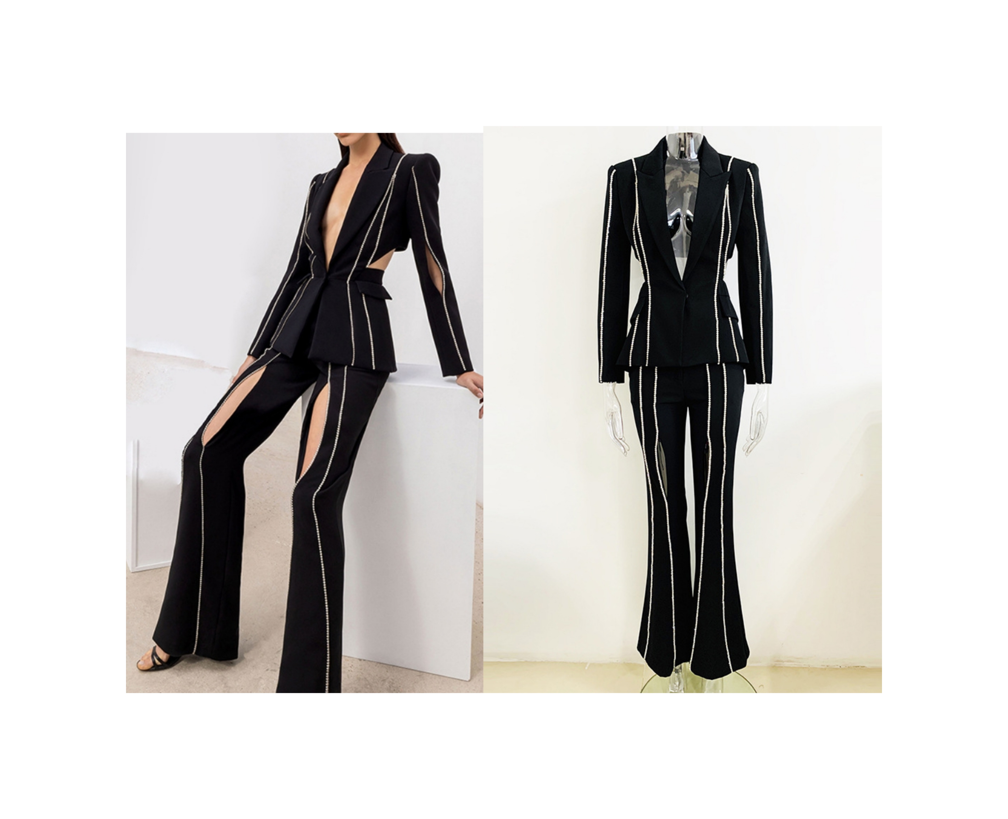 High-quality office lady classic suits rhinestone hollowout blazer and flare pants, 2295
High-quality office lady classic suits rhinestone hollowout blazer and flare pants, 2295