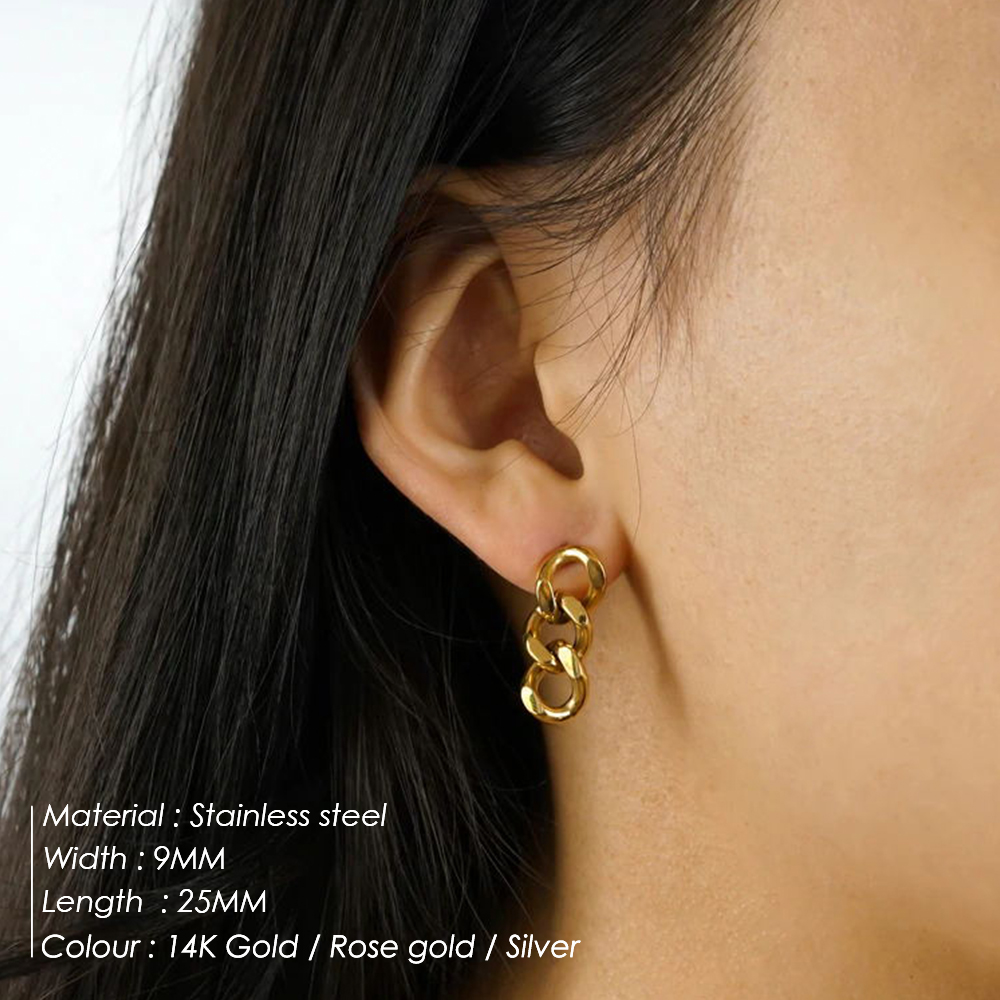 Punk Cuban Link Chain Stud Earrings for Fashion Women Genuine Gold Plated Ring Clasp Dangle Rock Jewelry Gift
Punk Cuban Link Chain Stud Earrings for Fashion Women Genuine Gold Plated Ring Clasp Dangle Rock Jewelry Gift
