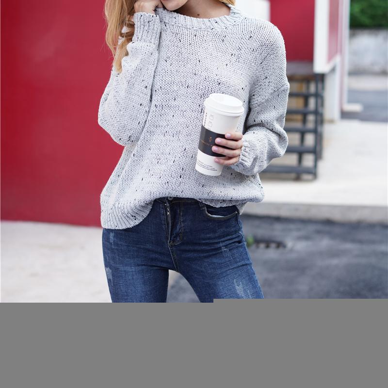 Womens Sweaters Women Grey Solid Basic Jumper O-neck Knitwear 2023 Autumn Winter For Female Long Sleeve Slim Pullover Sweater ChicWomens