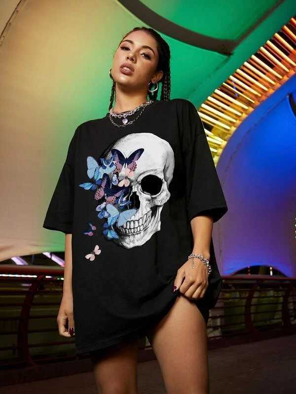 2023 summer new gothic printed auto loose t-shirt short sleeve style batch fashion shirts Plus size T shirt