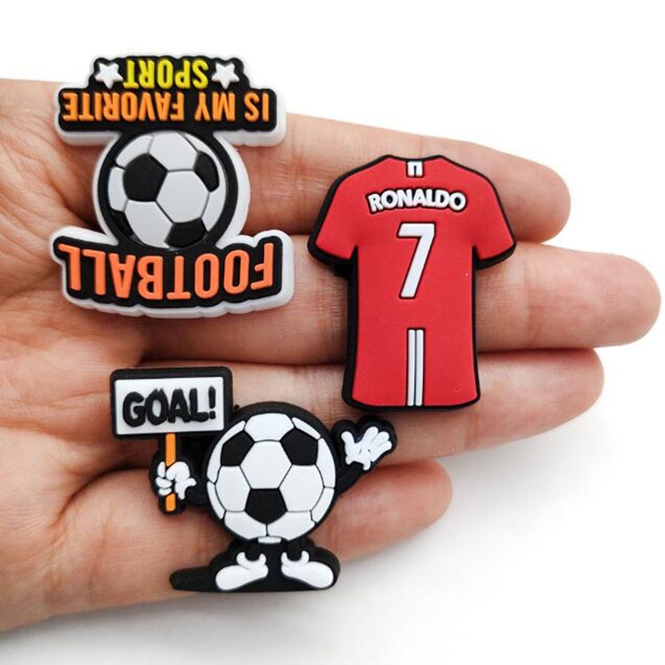 wholesale football theme clog charms soft rubber shoecharms buckle fashion shoe accessories party gift