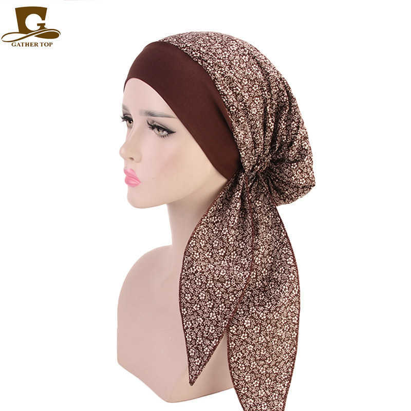 Women's elastic hair band headband cap pastoral cotton chemotherapy cap pirate cap