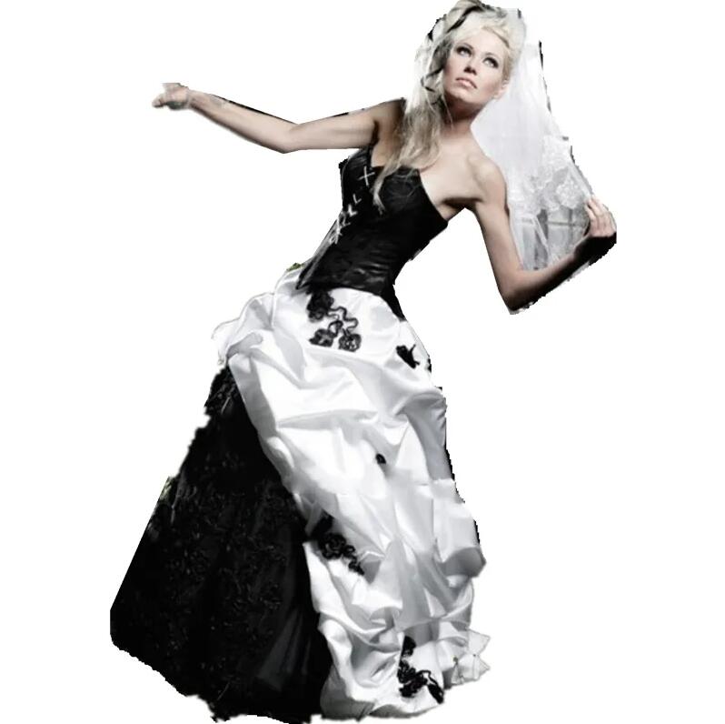 Vintage Black And White Gothic a-line Wedding Dresses Victorian lace-up Corset Detachable Skirt 2 In 1 Masquerade bridal gowns
