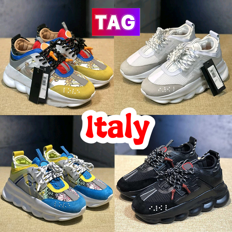 2023 Chain ltaly Casual Shoes Reflective Height Reaction men women Sneakers triple black multi-color suede bluette gold Psychedelic Floral Barocco Sneaker