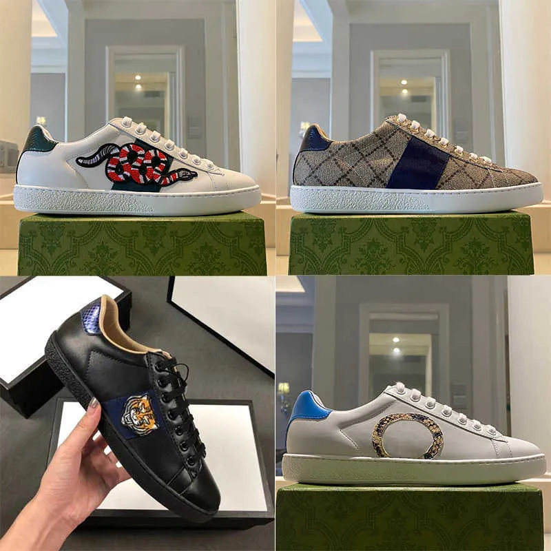 Designer Men's Ace Embroidered Sneakers Ace White Sneakers B22 Women's Real Leather Shoe Embroidery Classic Shoe Boa Embroidery Bee Tiger
