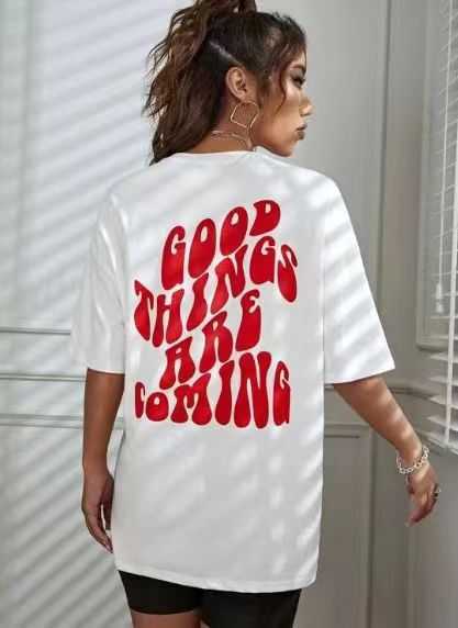 2023 women cotton summer new gothic printed auto loose t-shirt short sleeve style batch fashion shirts Plus size T shirt blouse