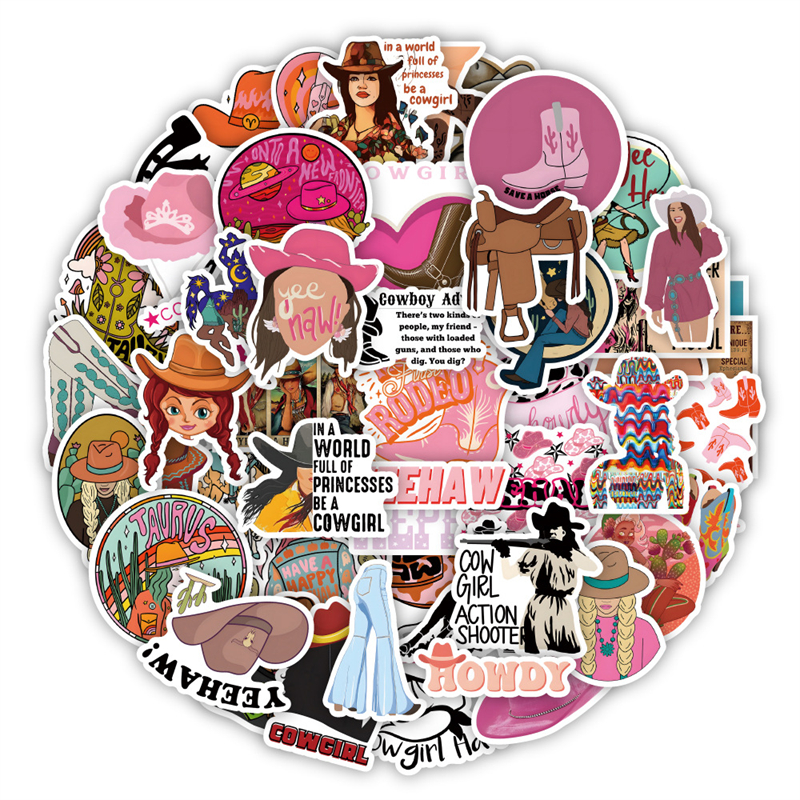 50Pcs cute cowgirl Sticker cartoon girl howdy Graffiti Kids Toy Skateboard car Motorcycle Bicycle Sticker Decals Wholesale
