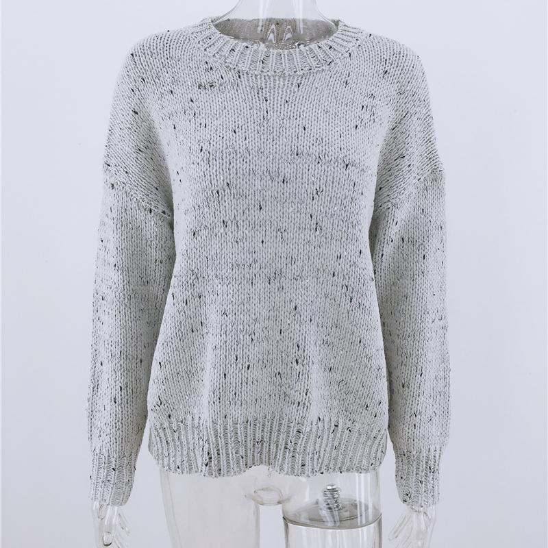 Womens Sweaters Women Grey Solid Basic Jumper O-neck Knitwear 2023 Autumn Winter For Female Long Sleeve Slim Pullover Sweater ChicWomens