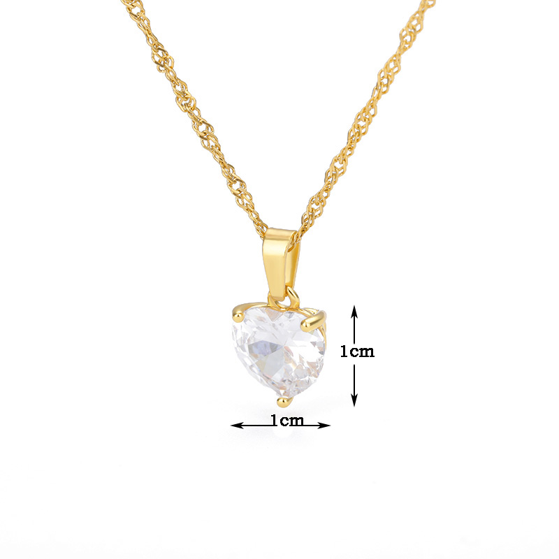 Necklaces for Women Stainless Steel Gold Zircon Chain Heart Lover Necklace Clavicle Choker Valentine Jewelry Wedding Gift