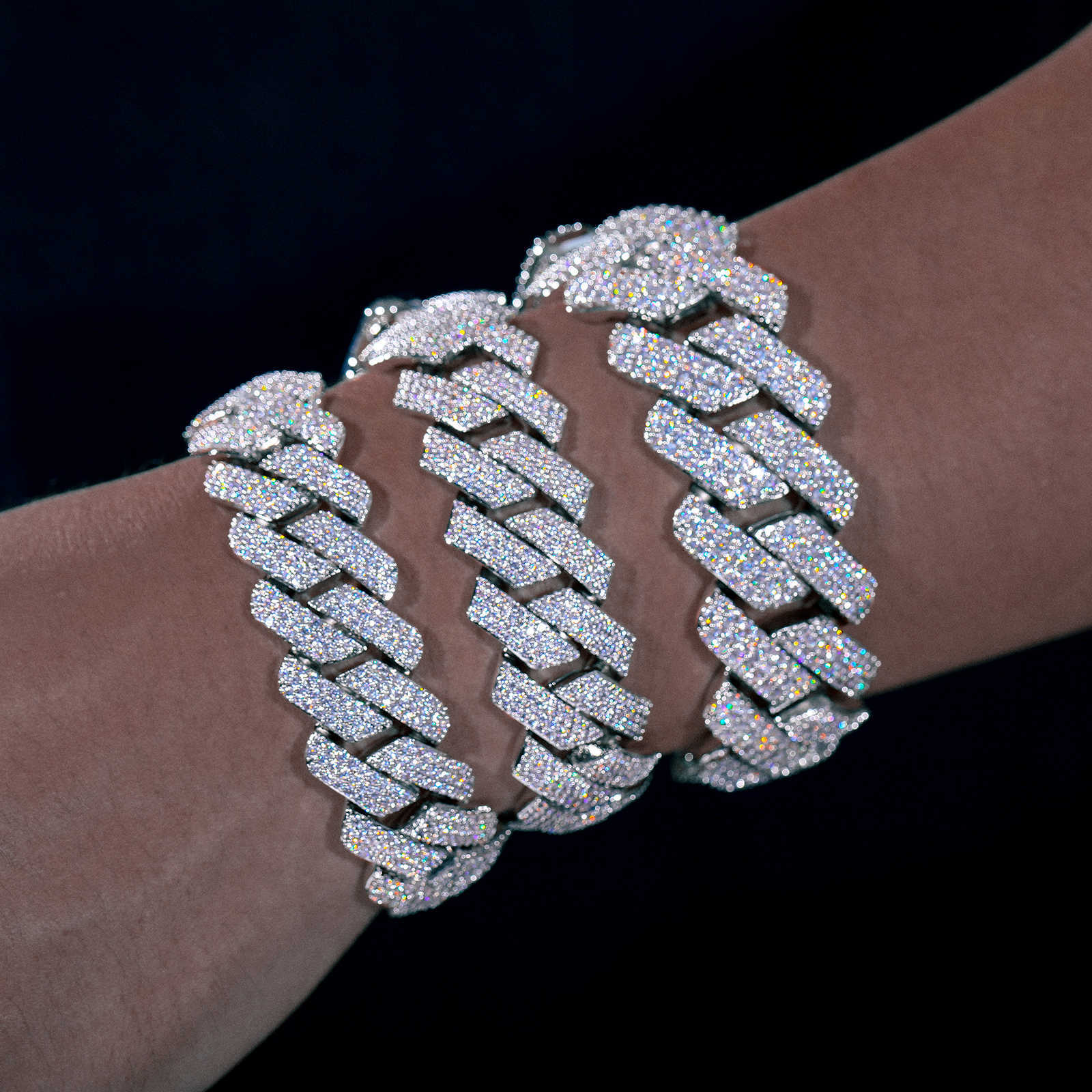 Charm Bracelets 8mm-25mm Pass Dia Tester Sterg Sier Full Vvs Moissanite Iced Out Cuban k Anklet Bangle Bracelet for Men Women