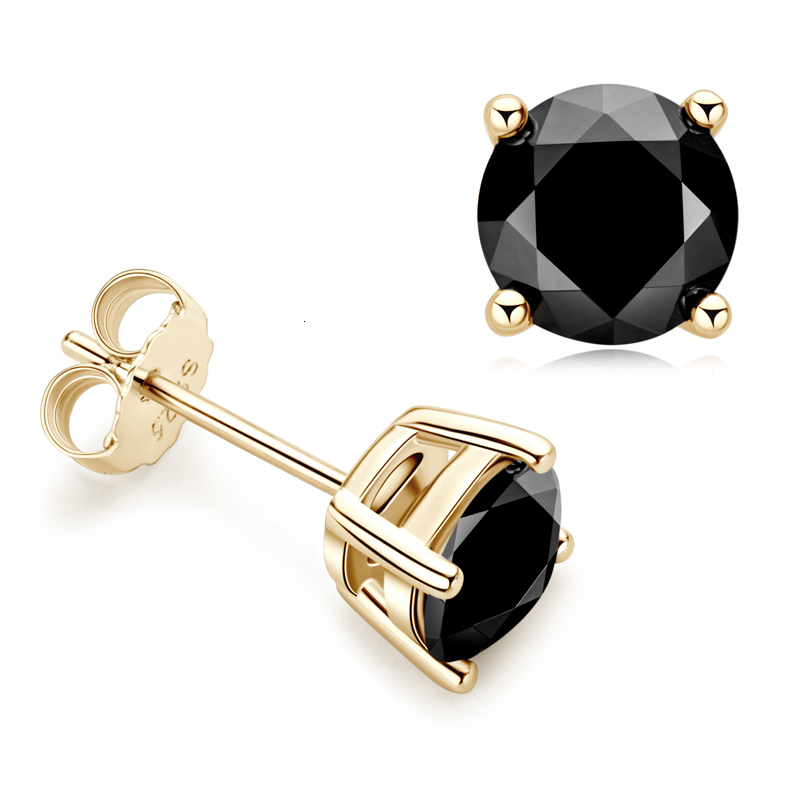 Stud IOGOU Black Stud Earrings for Men Women D Color 6.5mm Solitaire Diamond Earrings Solid 925 Sterling Silver Jewelry 230208
