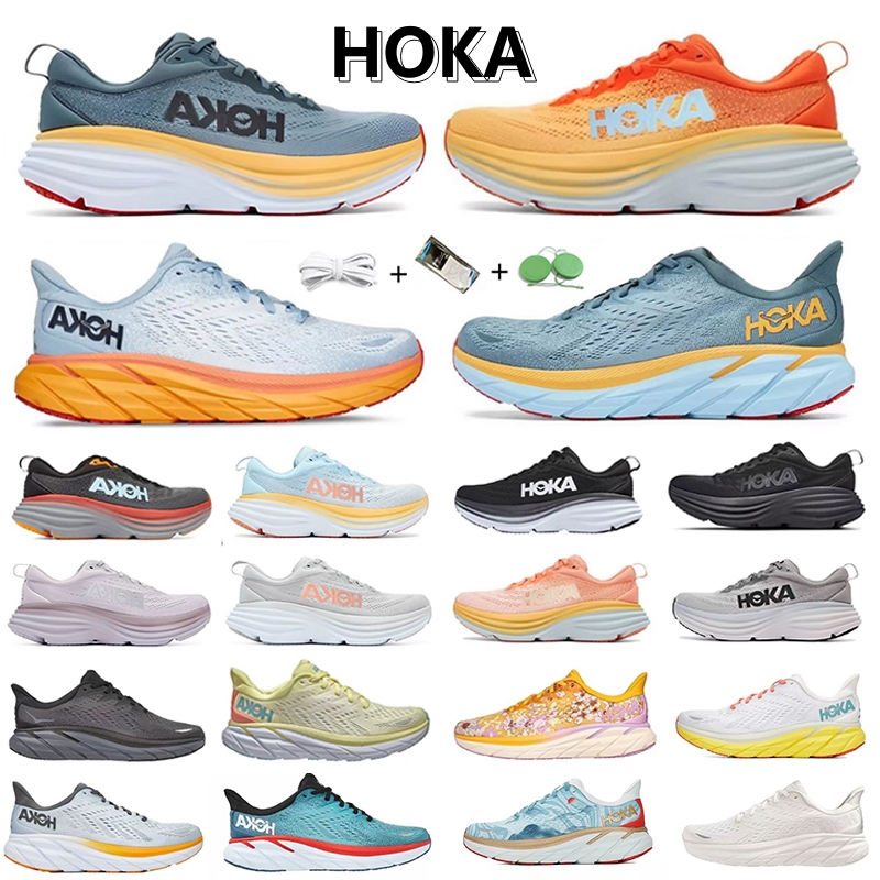 

2023 New HOKA ONE ONE running shoes Bondi Clifton 8 Carbon x 2 mens sneakers triple black white Amber Yellow summer song Nimbus Cloud men women designer trainers 36-45, Color#12