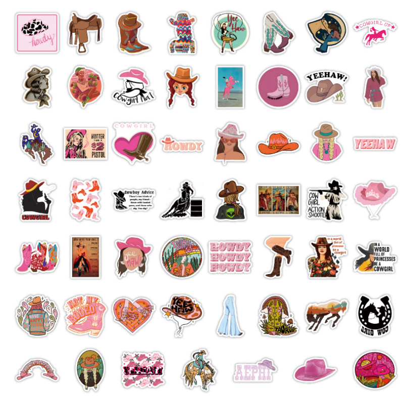 50Pcs cute cowgirl Sticker cartoon girl howdy Graffiti Kids Toy Skateboard car Motorcycle Bicycle Sticker Decals Wholesale