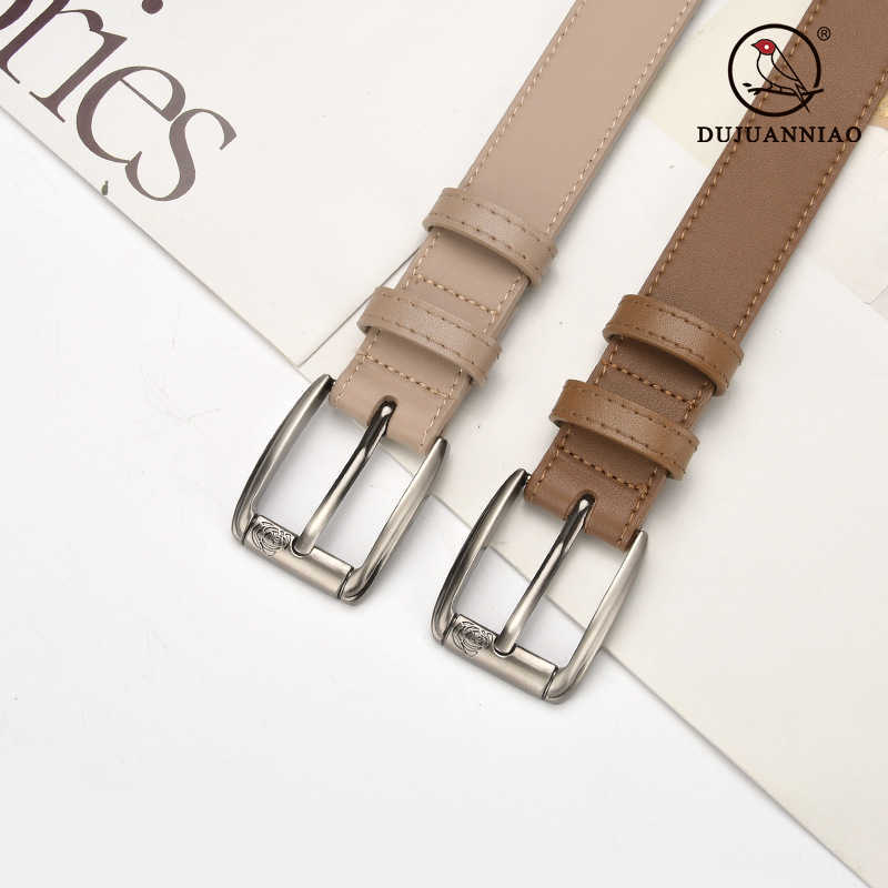 Belts New Leather Women's Belt Zinc Alloy Needle Buckle Perforated Belt Casual Jeans Simple and Versatile Student Belt G230207