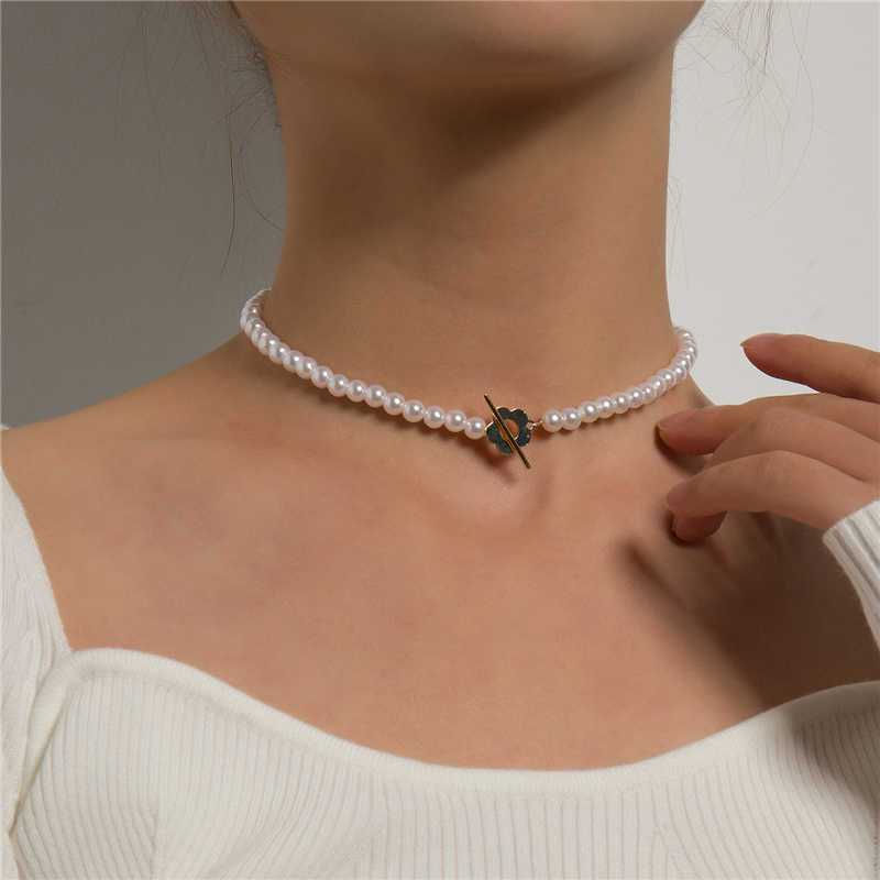 s 2022 Fashion Bead Choker For Women Elegant Simple Pearl Pendant Necklace Wedding Jewelry Gift 0206