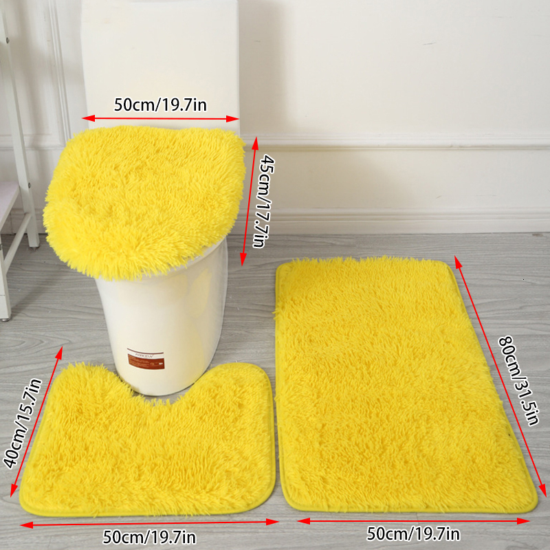 Seat Covers 30Styles 3Pcs Plush Toilet Lid Cover Mat Set Anti Slip Antistatic Soft Bathroom Shower Carpets Wearresistant or Rugs 230207