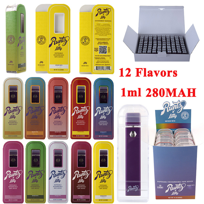Runty X Litty Disposable Vape Pens 1ML Empty Device Pods Thick Oil Vapes 280MAH Rechargeable E Cigarettes Starter Kits With Plastic Box 10 Flavors
Runty X Litty Disposable Vape Pens 1ML Empty Device Pods Thick Oil Vapes 280MAH Rechargeable E Cigarettes Starter Kits With Plastic Box 10 Flavors