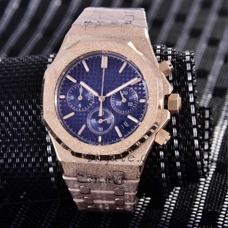 Men's quartz battery chronograph watch 42mm frosted 904L all stainless steel designer classic sapphire glass night light waterproof watch