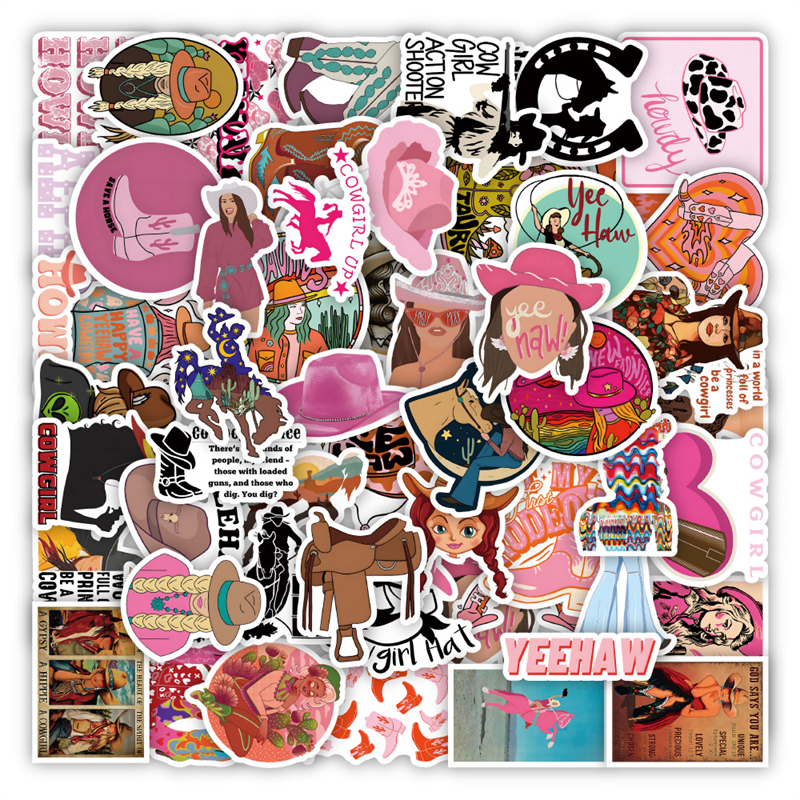 50Pcs cute cowgirl Sticker cartoon girl howdy Graffiti Kids Toy Skateboard car Motorcycle Bicycle Sticker Decals Wholesale