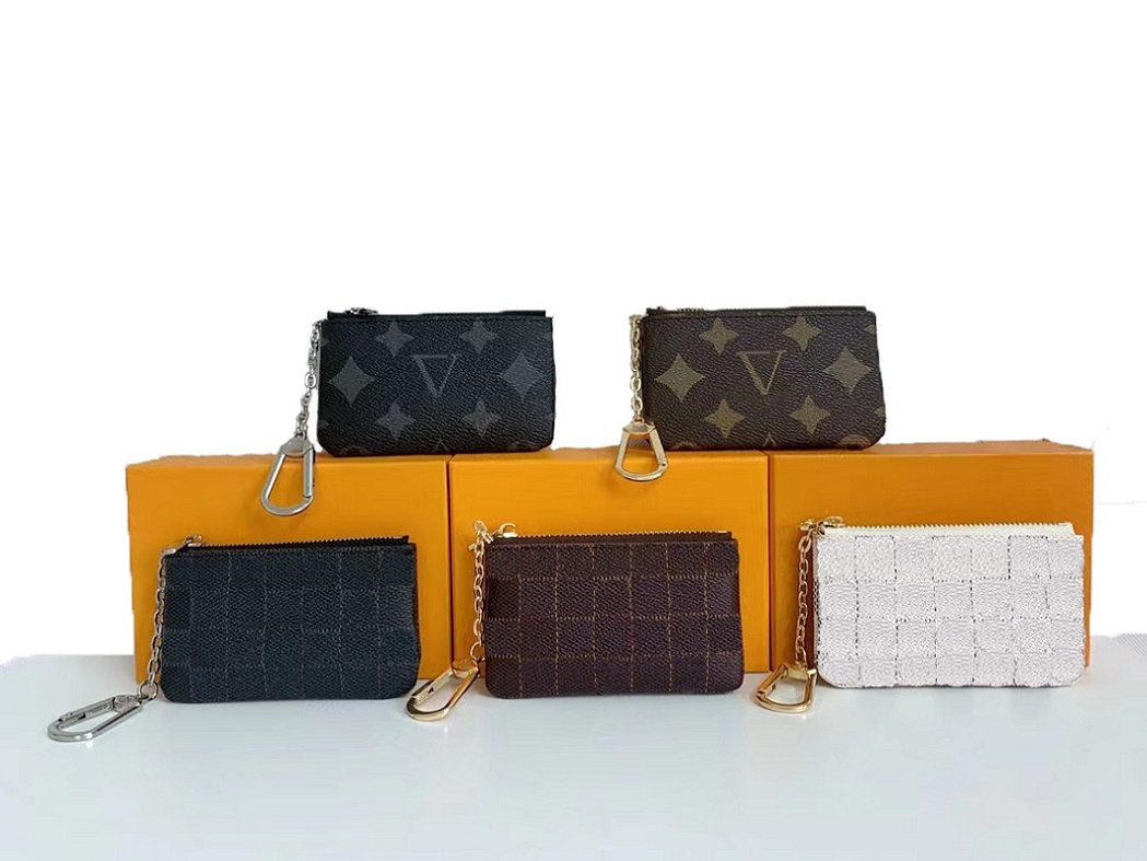 Fashion flowers designer wallets luxurys Mens Womens leather bags Classic Letters Key coin Purse Original Box Plaid card holder 62650-1