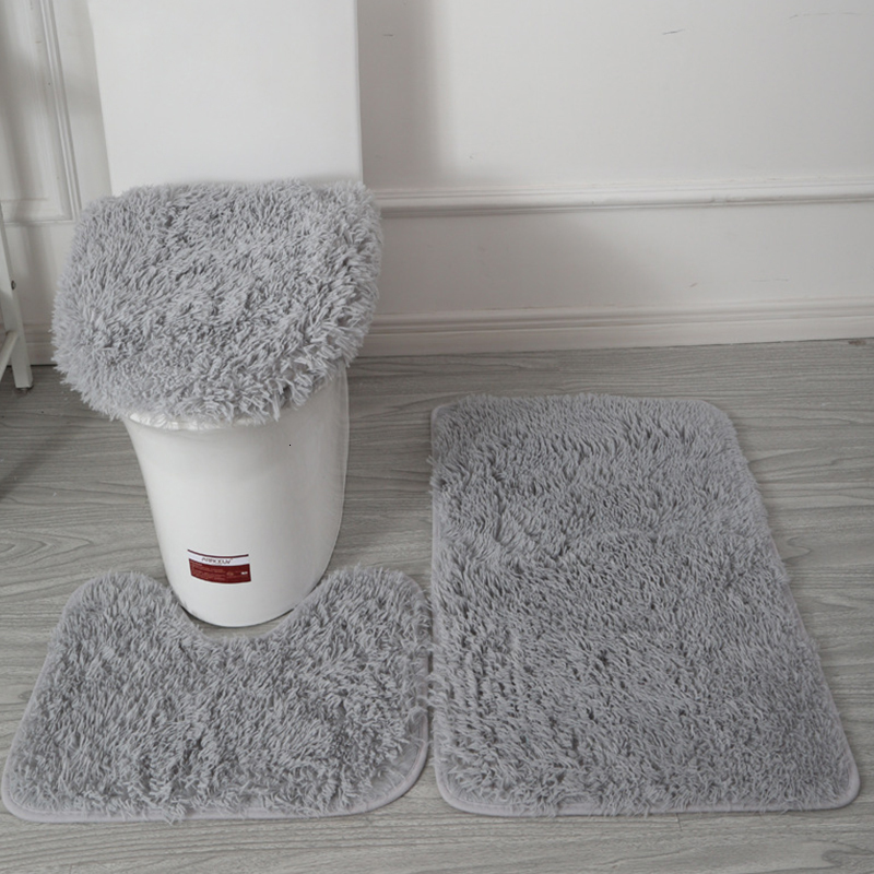 Seat Covers 30Styles 3Pcs Plush Toilet Lid Cover Mat Set Anti Slip Antistatic Soft Bathroom Shower Carpets Wearresistant or Rugs 230207