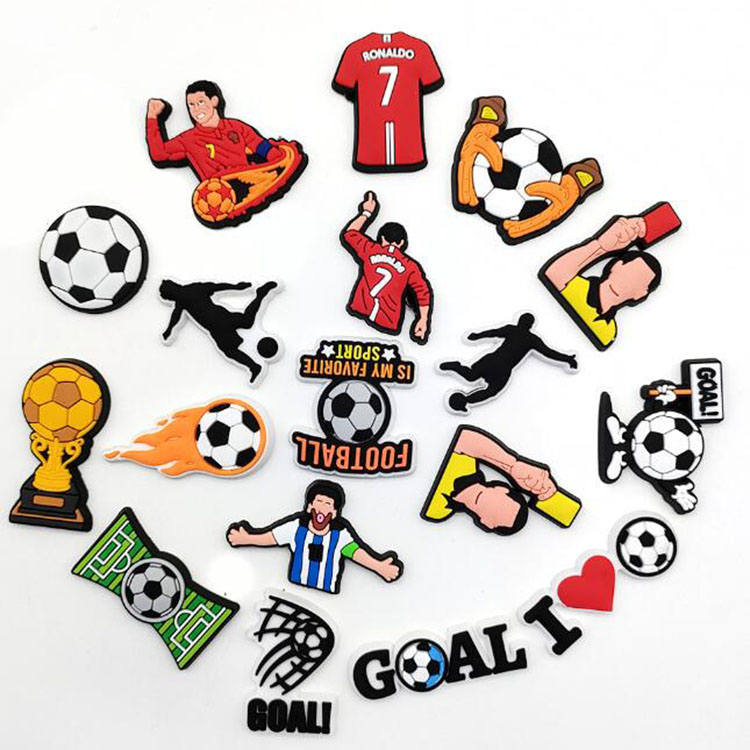 wholesale football theme clog charms soft rubber shoecharms buckle fashion shoe accessories party gift