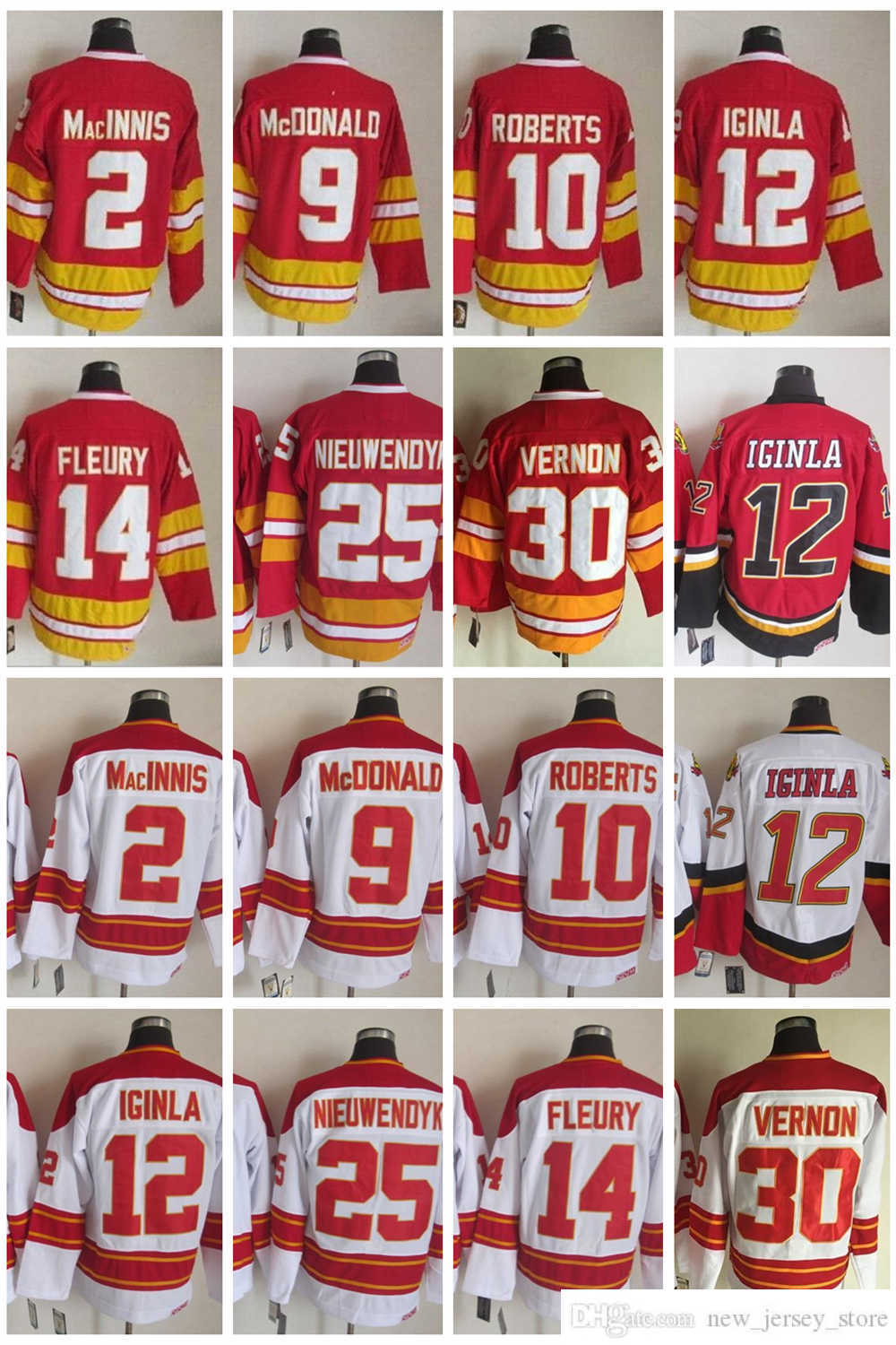 1972-1999 Movie Retro CCM Hockey Jersey Embroidery 9 Lanny McDonald 10 Gary Roberts 12 Jarome Iginla 14 Theoren Fleury 25 Joe Nieuwendyk 30 Mike Vernon 39 Doug Gilmour, Same as picture (with team name)
1972-1999 Movie Retro CCM Hockey Jersey Embroidery 9 Lanny McDonald 10 Gary Roberts 12 Jarome Iginla 14 Theoren Fleury 25 Joe Nieuwendyk 30 Mike Vernon 39 Doug Gilmour, Same as picture (with team name)