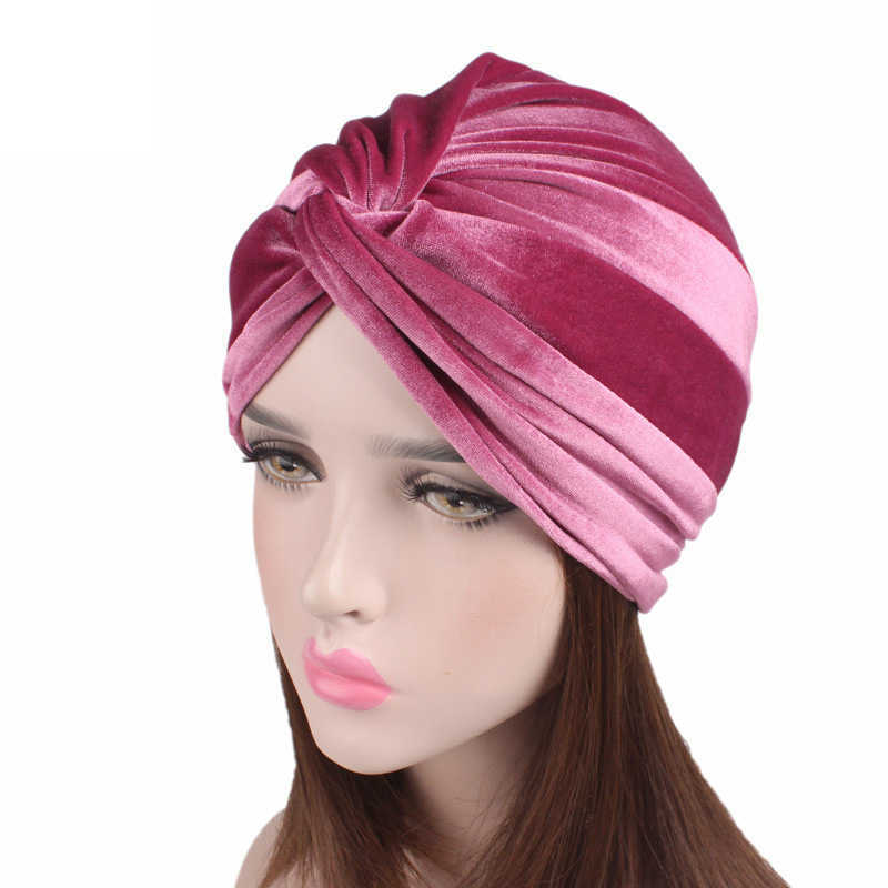 New velvet elastic scarf cap cross twist cap chemotherapy cap Women's hat