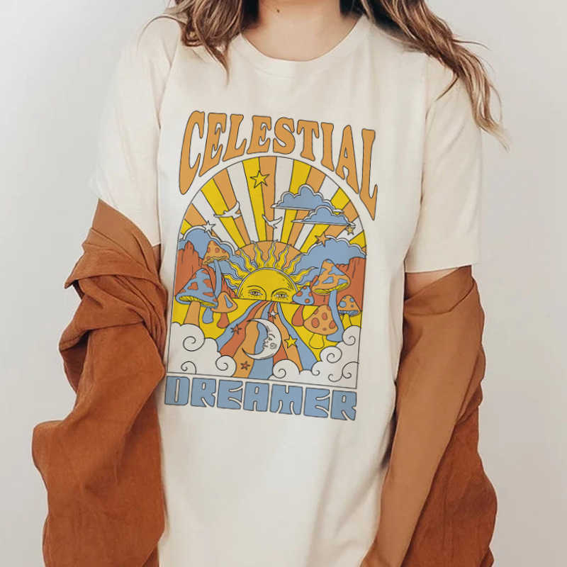 2023 women cotton summer new gothic printed auto loose t-shirt short sleeve style batch fashion shirts Plus size T shirt blouse