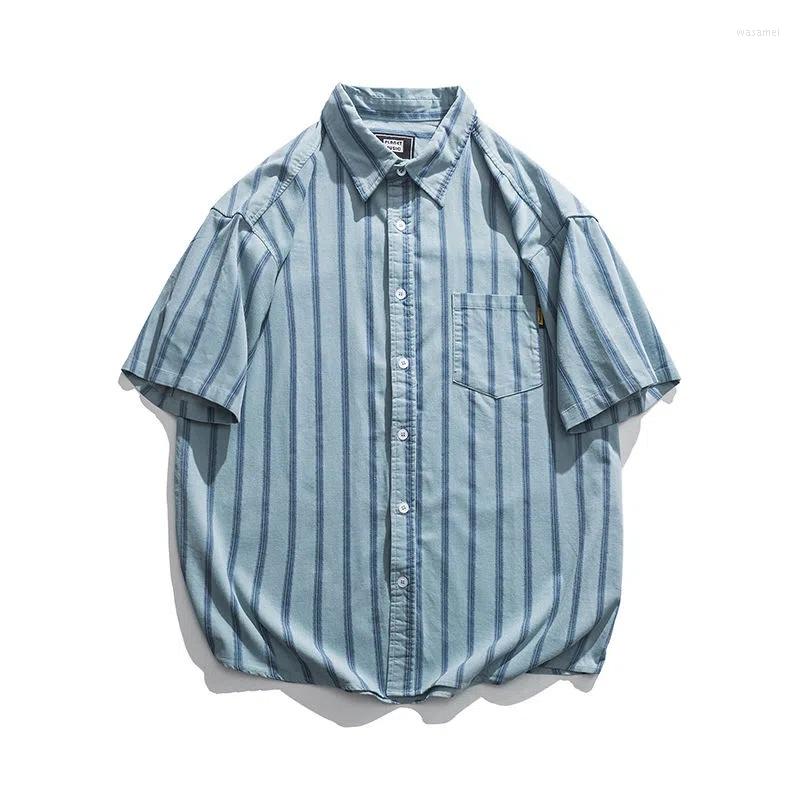 Men's Casual Shirts Summer 2023 Japanese City Boy Harbor Vintage Short Sleeved Shirt Man Loose Stripe Pocket Couple Harajuku Baseball, Blue
Men's Casual Shirts Summer 2023 Japanese City Boy Harbor Vintage Short Sleeved Shirt Man Loose Stripe Pocket Couple Harajuku Baseball, Blue