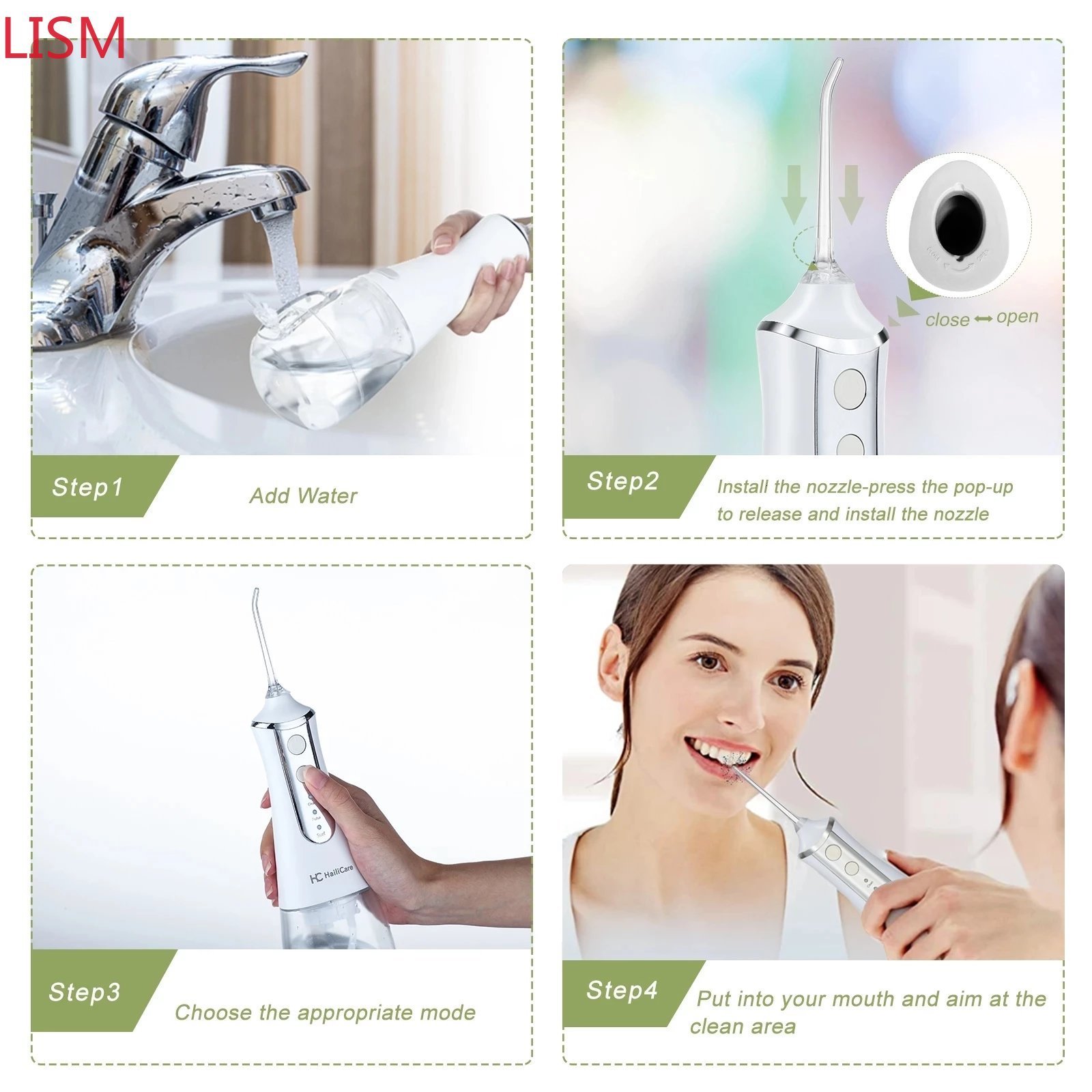 Other Oral Hygiene LISM Portable Oral Irrigator Water Flosser Dental Water Jet Tools Pick Cleaning Teeth 350ML 5 Nozzles Mouth Washing MachineFloss 23