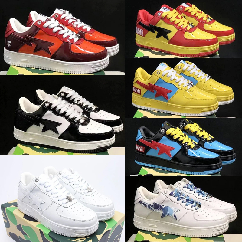 

Designer Bapestas Baped Sk8 Casual Shoes Mens Womens STA Sk8 Skate Men Women Bapesta Camouflage Low Top Sneakers Black white Green red orange camo platform with box, Bap-28