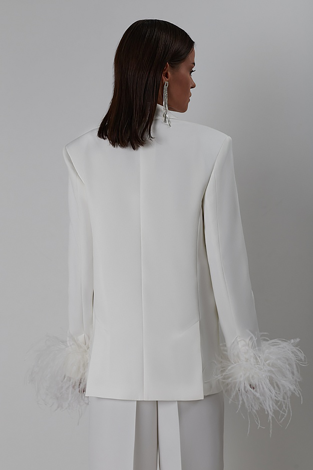 Celebrity Tailored Women Pants Suits Ostrich Feather Evening Party Wear For Wedding Wide Leg 3 Pieces 6660306