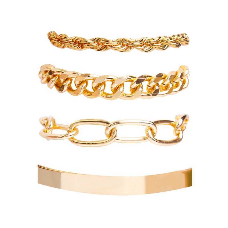 Link Chain 2022 Fashion New Style Women's Jewelry Set Creative Twist Sequin Cuban Gold Bracelet For Women's Party Birthday Gift Jewelry G230