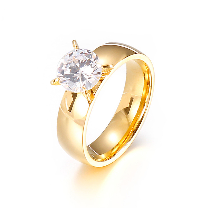 Promise Ring 18k Gold Plated Stainless Steel Couples Engagement Wedding Rings