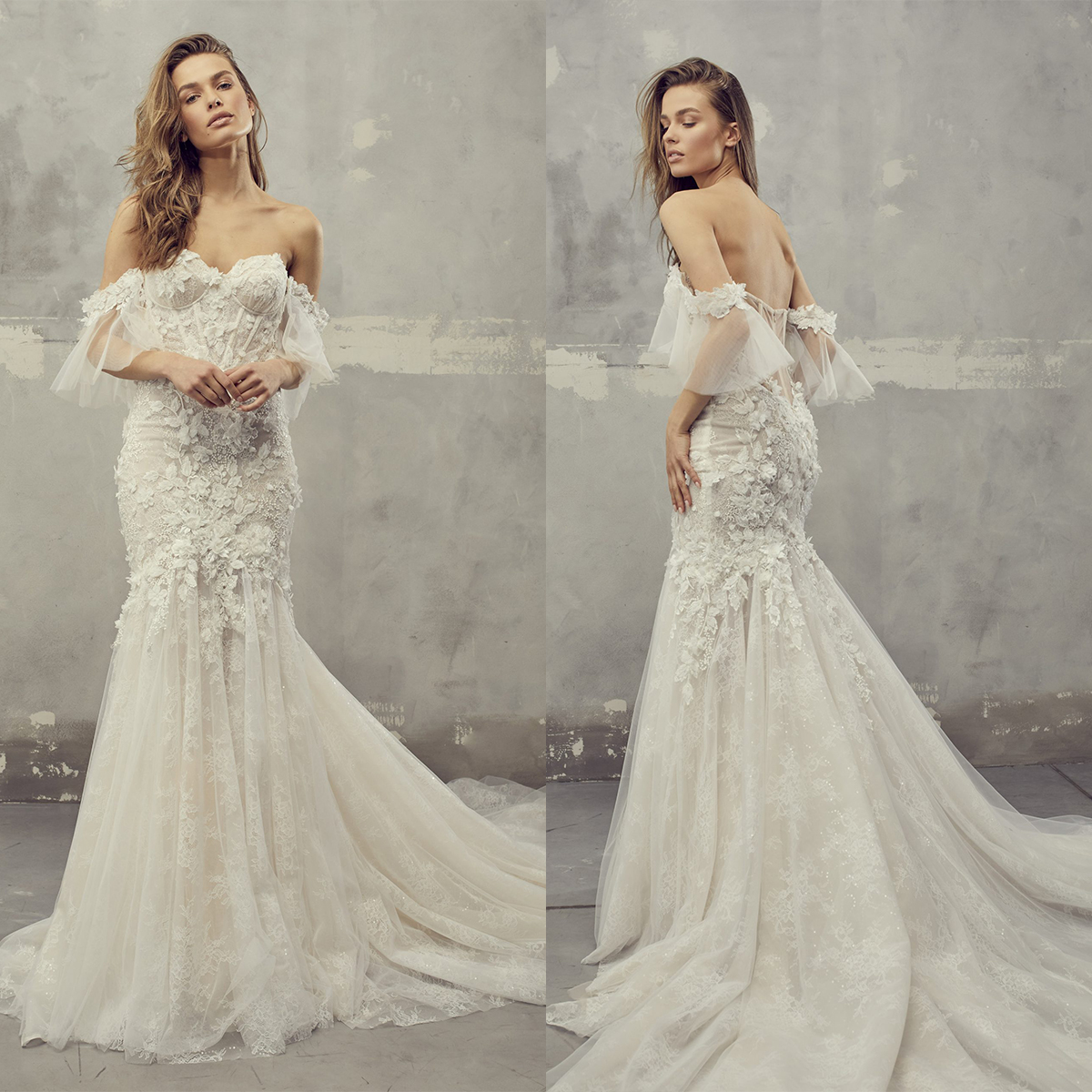 Glamorous Mermaid Wedding Dresses Sweetheart Off The Shoulder D Flower Applicants Layer Tulle Backless Court Gown Custom Made Plus Size Vestidos De No