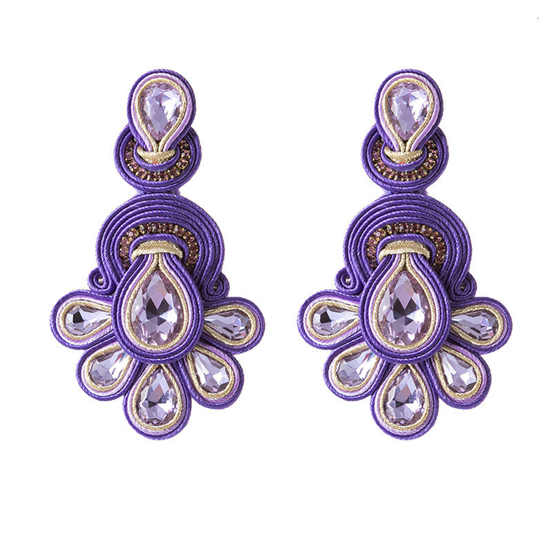 Dangle Chandelier KPACTA Fashion National Retro Earrings Female Big Earrings Soutache Handmade Crystal Pendant Earrings Party Gift Oorbellen 230209