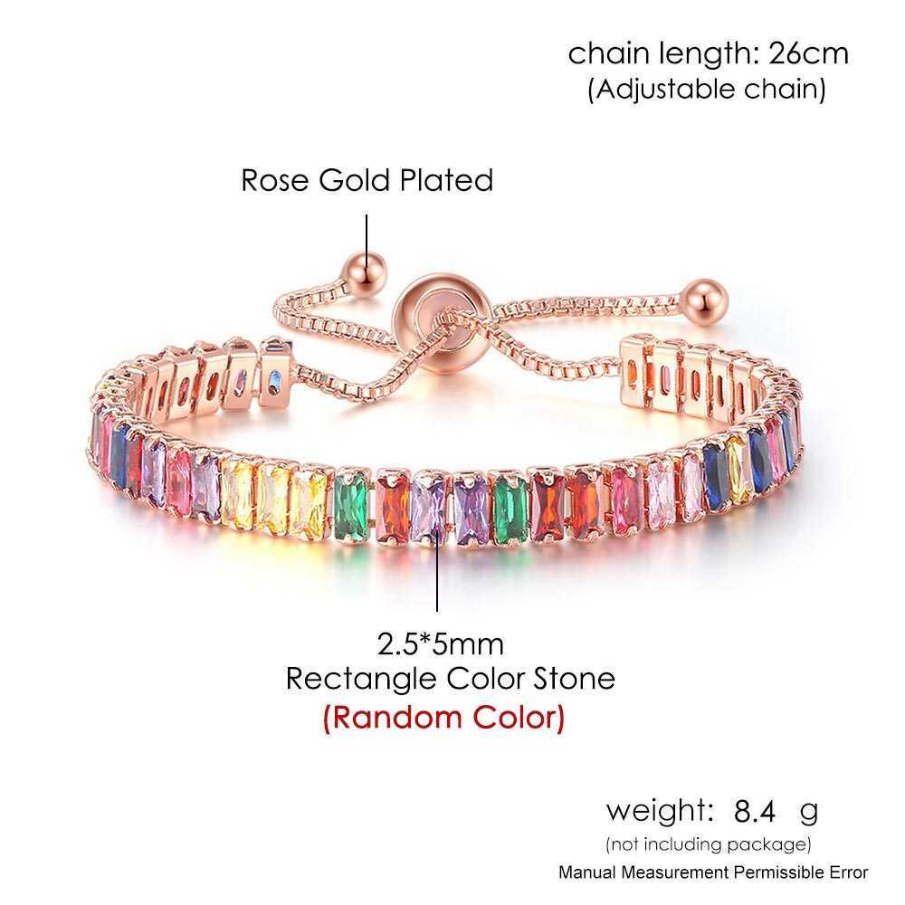 Link Chain ZHOUYANG Boho Rainbow Tennis Bracelets For Women Adjustable Women's Bracelet Zircon Jewellry Friend Gift Wholesale Jewery DZH043 G2302